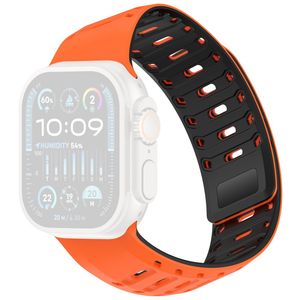 Apple Watch 49/46/44/42mm Klockarmband i Silikon Magnetisk - Orange/Svart