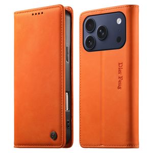 DIERFENG iPhone 18 Pro/17 Pro Lommeboketui RFID-blokkerende - Oransje