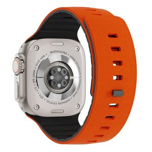 Apple Watch 42/41/40/38mm Klockarmband i texturerat silikon - Orange/Svart