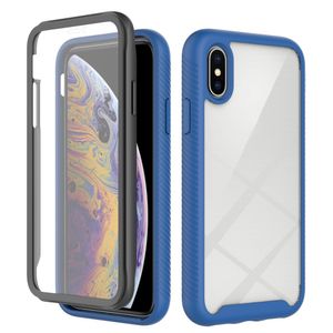 iPhone XS Max Cover Hybrid Stødsikker med Skærmbeskyttelse - Mørkeblå/Sort