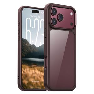 IPAKY iPhone 18 Pro Max/17 Pro Max Läpinäkyvällä takaosalla varustettu kuori - Viininpunainen