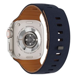 Apple Watch 42/41/40/38mm Klockarmband i texturerat silikon - Blå/Brun