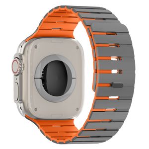 Apple Watch 49/46/44/42mm Kaksivärinen silikoni kellonranneke - Harmaa/oranssi