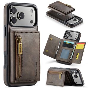 DG.MING iPhone 18 Pro Max/17 Pro Max Deksel med Magnetisk Avtakbar Lommebok - Brun