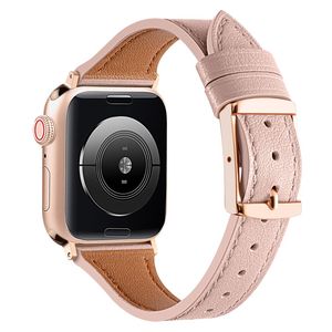 Apple Watch 38/40/41/42mm Urrem i ægte læder – Lyserød
