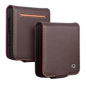 QIALINO Samsung Galaxy Z Flip8 Flip cover i ægte læder - Brun