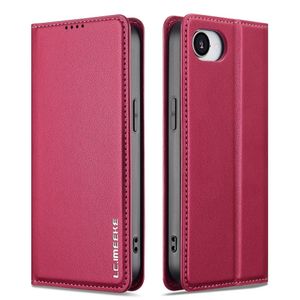LC.IMEEKE Wallet Cover for iPhone 16e with Stand – Red