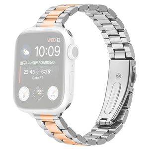 Apple Watch 42/41/40/38mm Klockarmband i rostfritt stål - Silver/Roséguld