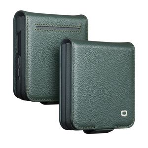 QIALINO Samsung Galaxy Z Flip8 Flip cover i ægte læder - Grøn