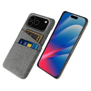 iPhone 17 Pro Max Skal i Textil med 2 Kortfack - Grå
