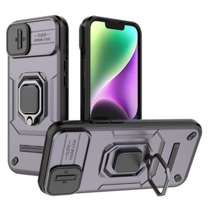 iPhone 14 Cover med kamerabeskyttelse og stativ – Lilla