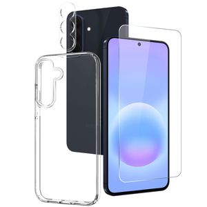 NORTHJO Samsung Galaxy A57 5G 3-in-1 Kuori + Näytönsuoja + Linssinsuoja - Läpinäkyvä