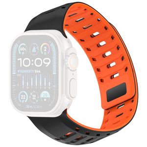 Apple Watch 49/46/44/42mm Klockarmband i Silikon Magnetisk - Svart/Orange