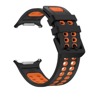 Samsung Galaxy Watch Ultra/Ultra2 Tofarget silikon klokkerem med dobbel spenne - Svart/Oransje