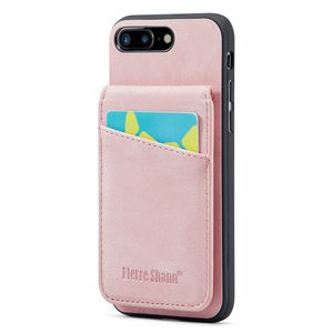 FIERRE SHANN iPhone 7 Plus / 8 Plus Cover med Kortplads - Lyserød