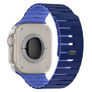 Apple Watch 49/46/44/42mm Kaksivärinen silikoni kellonranneke - Sininen