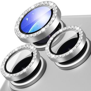 iPhone 18 Pro Linsskydd Härdat Glas med Strass - Silver