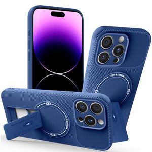 iPhone 14 Pro Max Skal Stativ Kolfibertextur – Blå