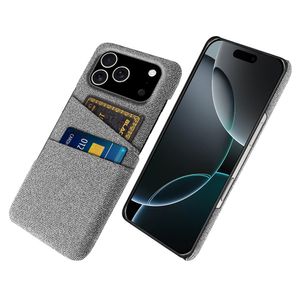 iPhone 17 Pro Skal i Textil med 2 Kortfack - Ljusgrå
