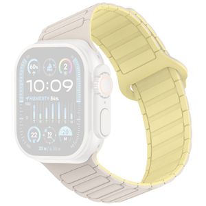 Apple Watch 49/46/44/42mm Klockarmband i Silikon Magnetisk Loop - Vit/Gul