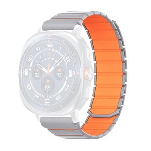 Samsung Galaxy Watch9/9 Classic/8/8 Classic Tofarget magnetisk silikon klokkerem - Grå/oransje