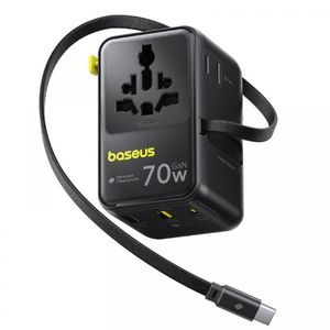 Baseus Travel EnerCore CG11 reisadapter 70W met USB-C-kabel - zwart
