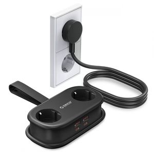 Orico AP3 2-veis strømskinne med 2x USB-A og 2x USB-C – svart
