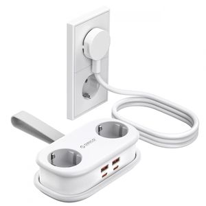 Orico AP3 2-vejs strømskinne med 2x USB-A & 2x USB-C – Hvid