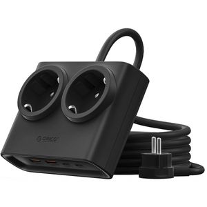Orico PDC25 Strømskinne 2x Strømuttak / 2x USB-A / 2x USB-C – Svart